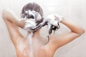 Woman washing her hair